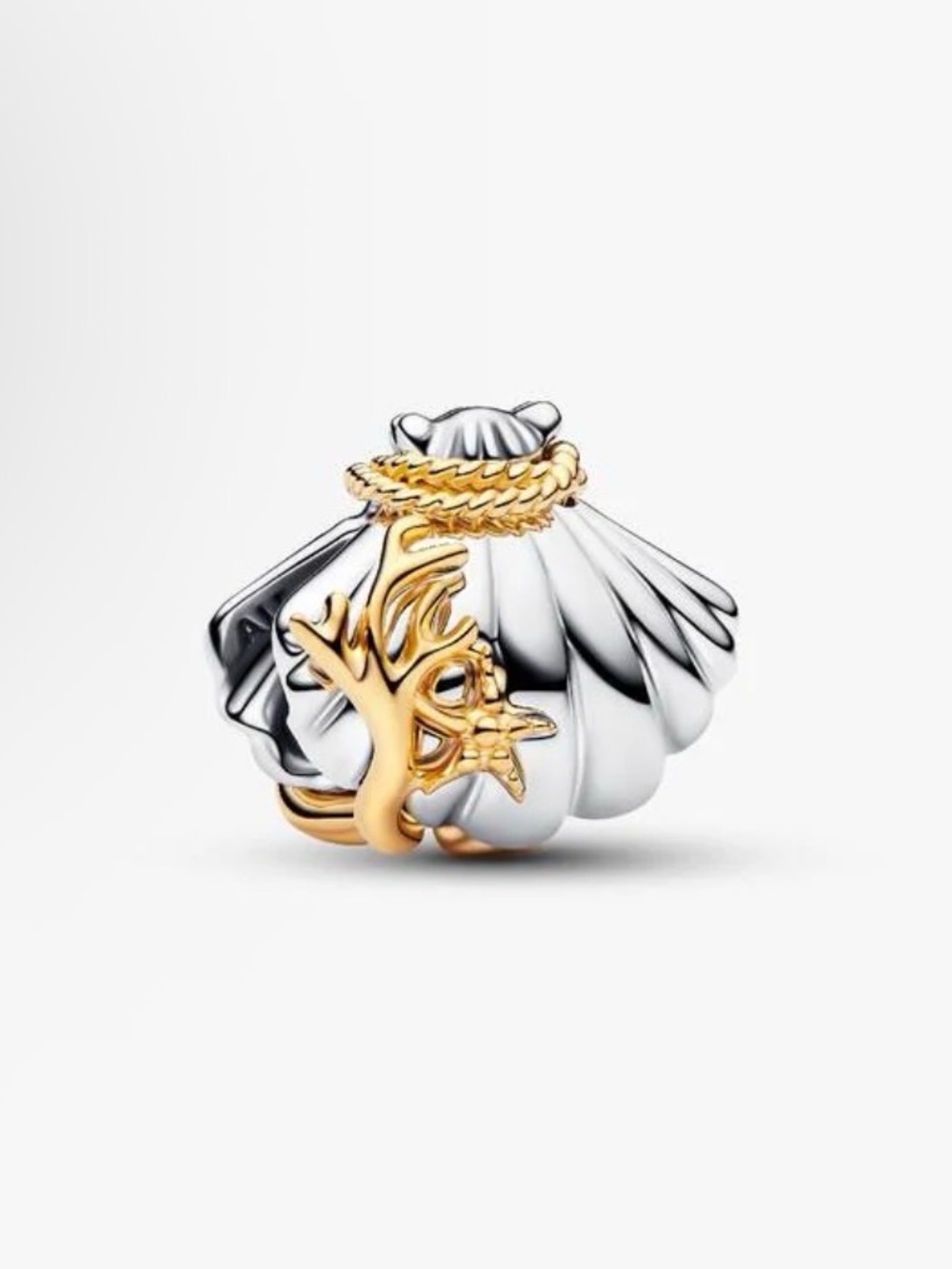 Pandora Two-Tone Ariel Seashell & Coral Charm - Silver & Gold